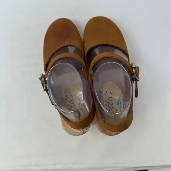 Lotta’s from Stockholm Clogs Size 37 Brown Leather Wood Heel Mary Jane Shoes - Picture 9 of 16